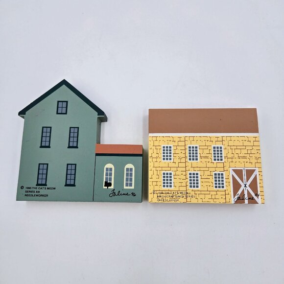 The Cat's Meow Village Vintage Lot 90’s Wooden House Town Buildings 8 Pieces - Picture 8 of 16